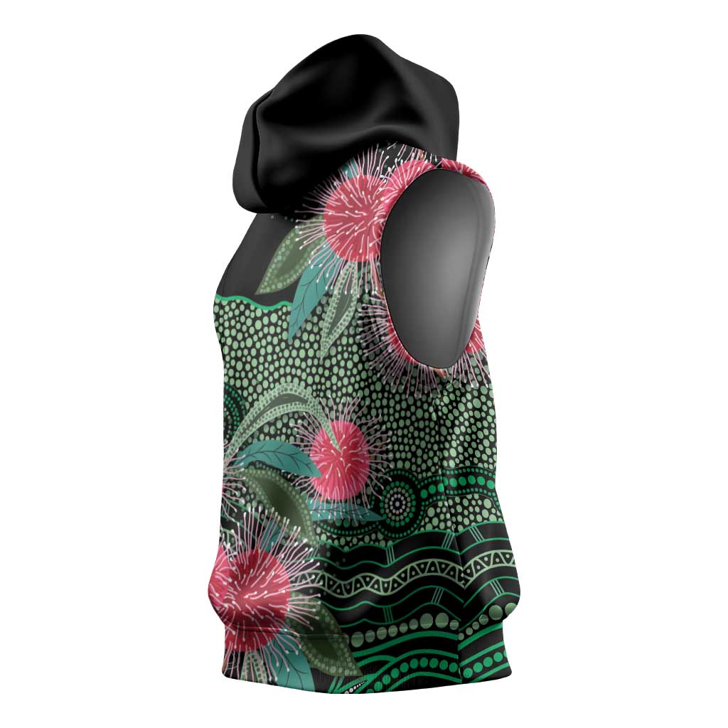 Australia Hakea Sleeveless Hoodie Aussie Native Flowers Indigenous Art - Aussie Hoodie