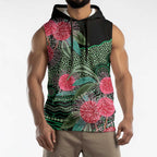 Australia Hakea Sleeveless Hoodie Aussie Native Flowers Indigenous Art - Aussie Hoodie