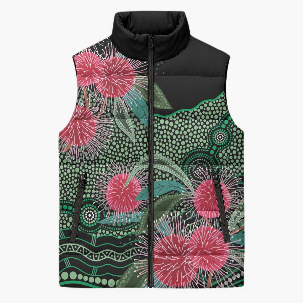 Australia Hakea Sleeveless Puffer Jacket Aussie Native Flowers Indigenous Art - Aussie Hoodie