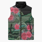 Australia Hakea Sleeveless Puffer Jacket Aussie Native Flowers Indigenous Art - Aussie Hoodie