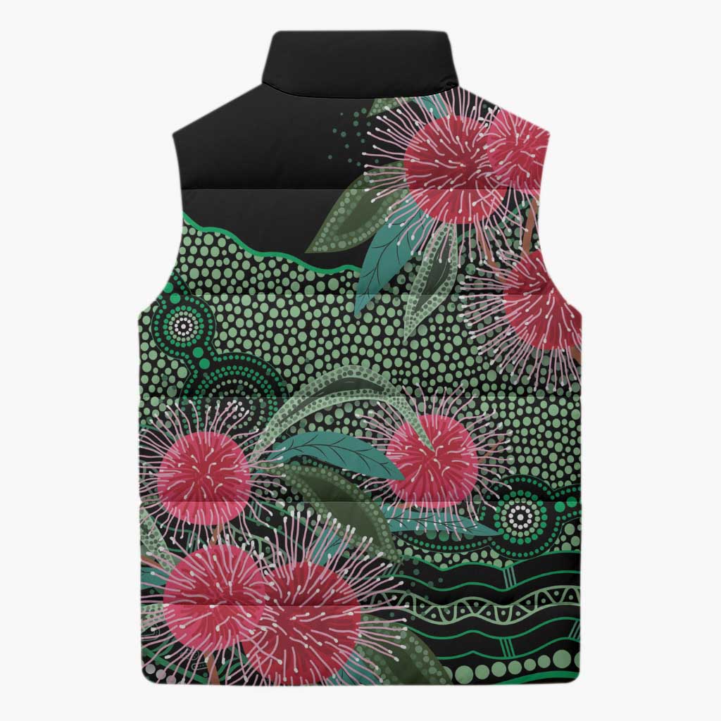 Australia Hakea Sleeveless Puffer Jacket Aussie Native Flowers Indigenous Art - Aussie Hoodie