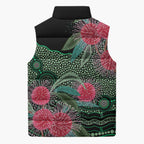 Australia Hakea Sleeveless Puffer Jacket Aussie Native Flowers Indigenous Art - Aussie Hoodie