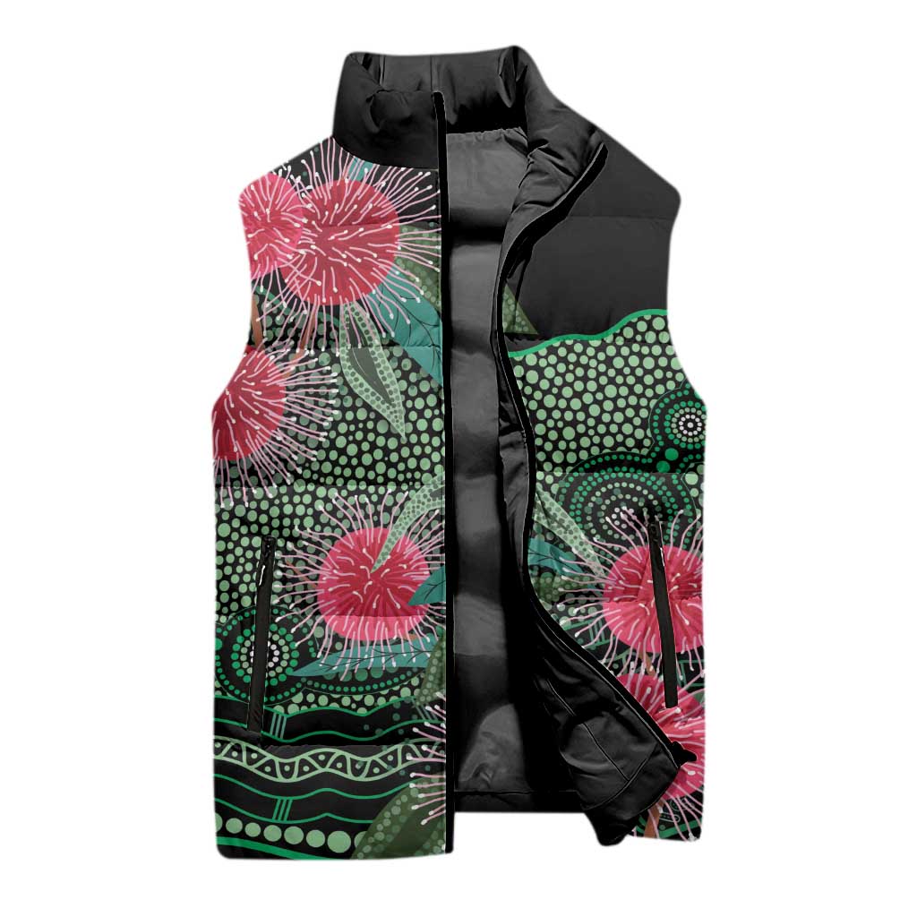 Australia Hakea Sleeveless Puffer Jacket Aussie Native Flowers Indigenous Art - Aussie Hoodie
