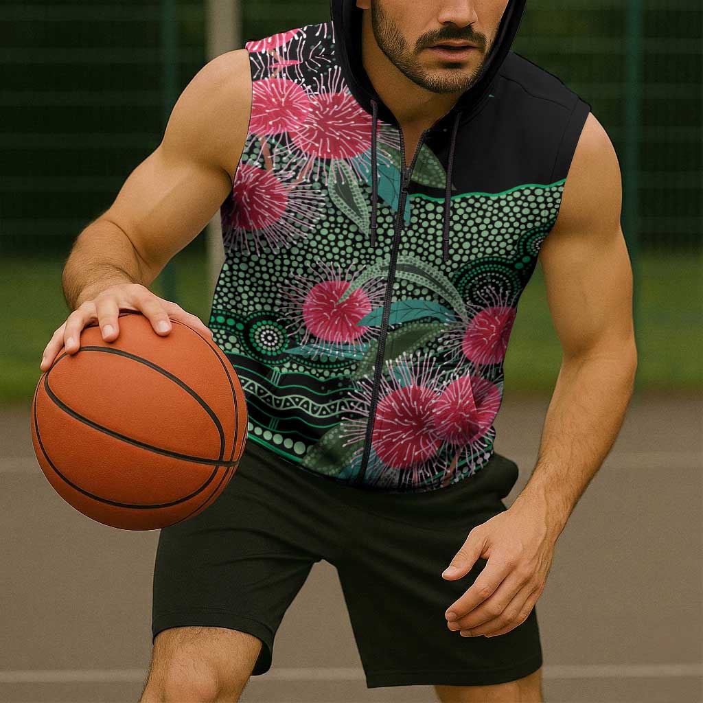 Australia Hakea Sleeveless Zip Hoodie Aussie Native Flowers Indigenous Art LT14