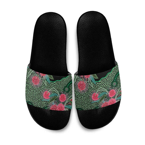 Australia Hakea Slide Sandals Aussie Native Flowers Indigenous Art - Aussie Hoodie