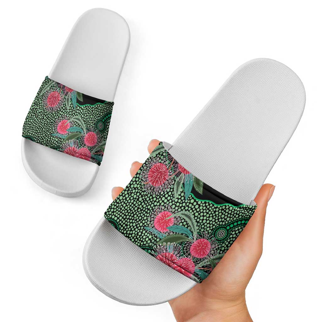 Australia Hakea Slide Sandals Aussie Native Flowers Indigenous Art - Aussie Hoodie