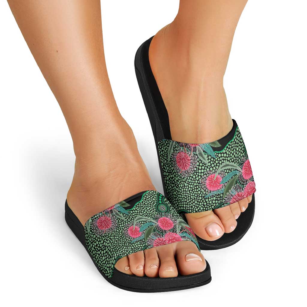 Australia Hakea Slide Sandals Aussie Native Flowers Indigenous Art - Aussie Hoodie