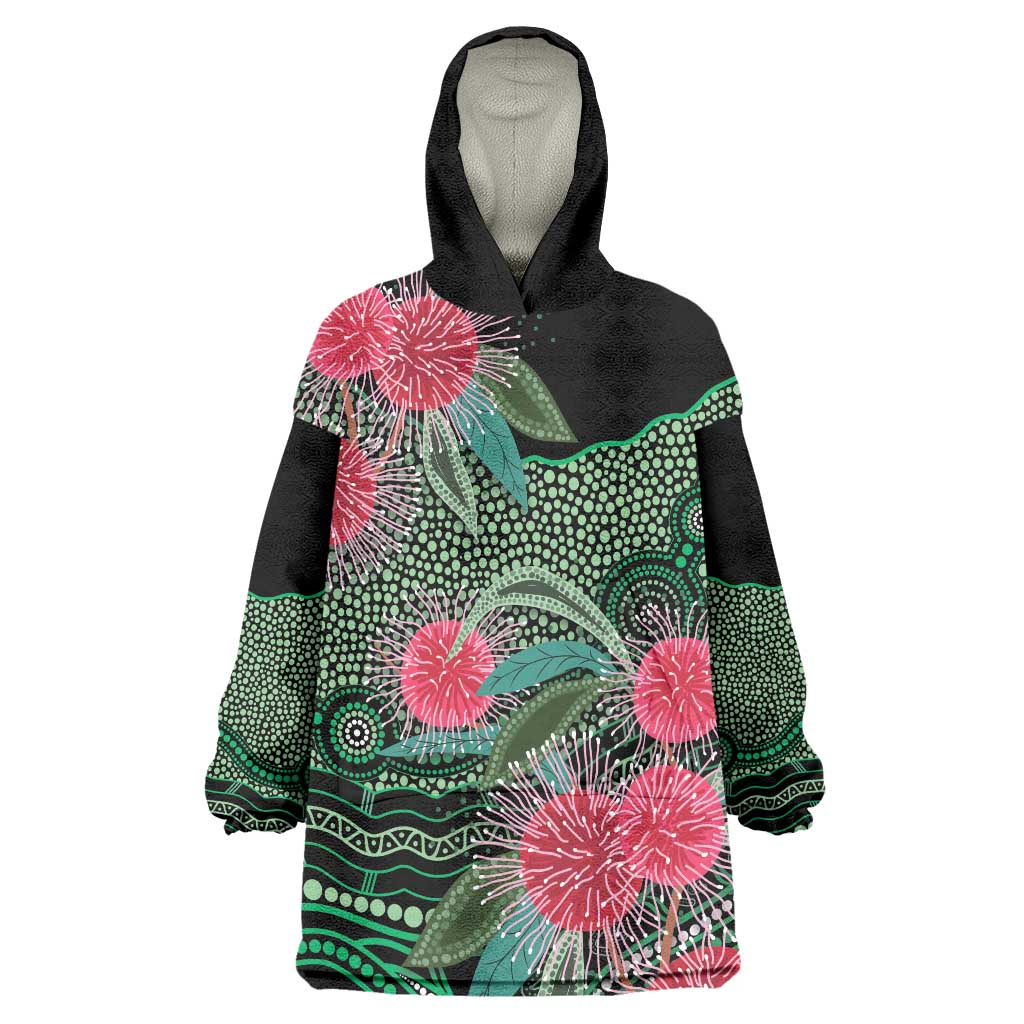 Australia Hakea Wearable Blanket Hoodie Aussie Native Flowers Indigenous Art - Aussie Hoodie