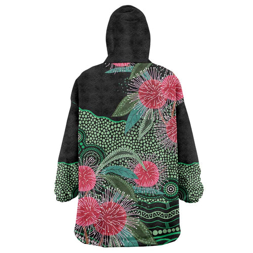 Australia Hakea Wearable Blanket Hoodie Aussie Native Flowers Indigenous Art - Aussie Hoodie