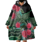 Australia Hakea Wearable Blanket Hoodie Aussie Native Flowers Indigenous Art - Aussie Hoodie