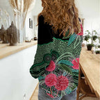 Australia Hakea Women Casual Shirt Aussie Native Flowers Indigenous Art - Aussie Hoodie