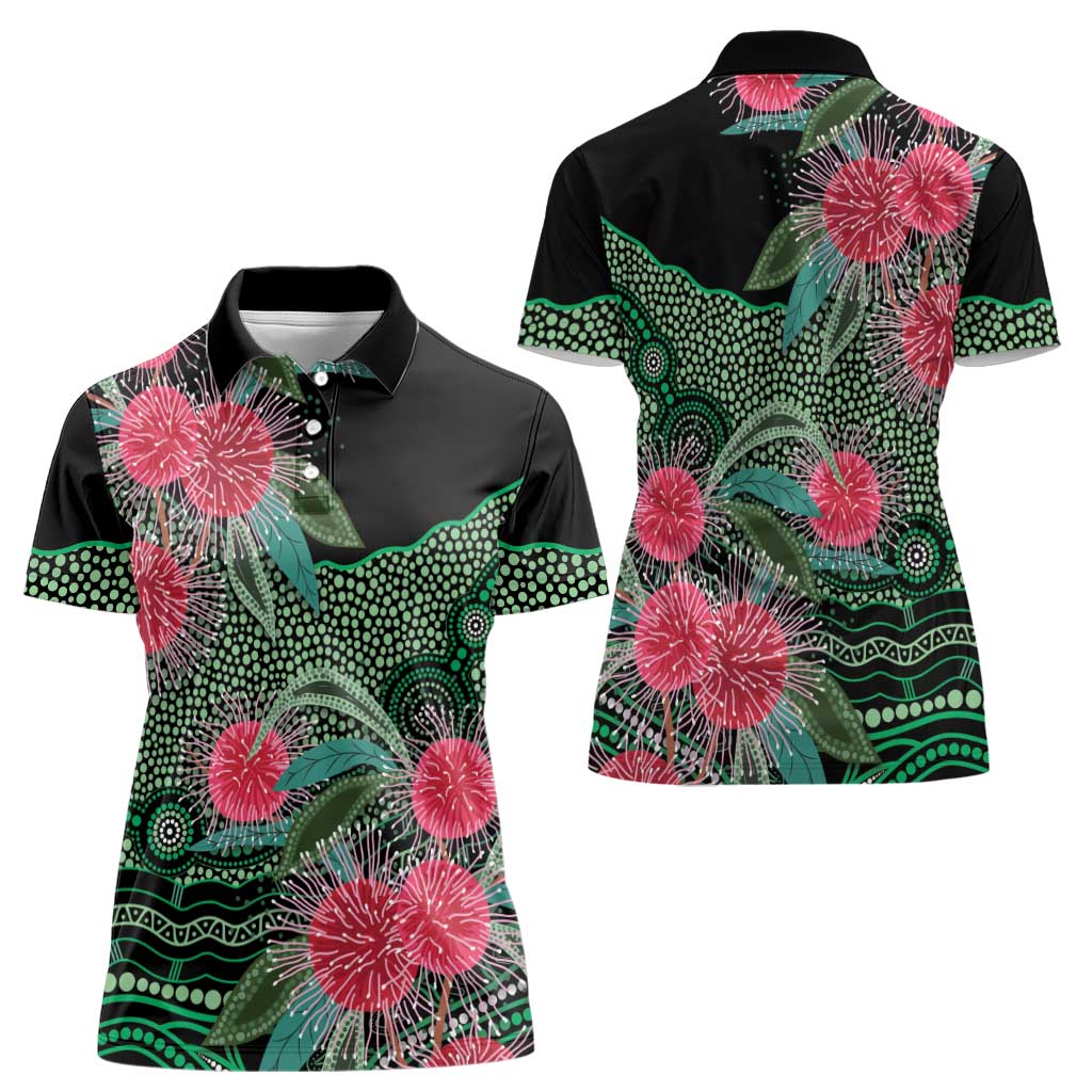 Australia Hakea Women Polo Shirt Aussie Native Flowers Indigenous Art - Aussie Hoodie