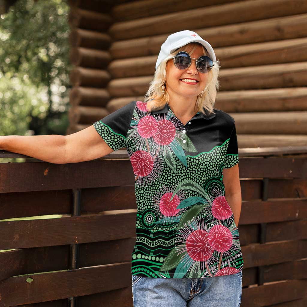 Australia Hakea Women Polo Shirt Aussie Native Flowers Indigenous Art - Aussie Hoodie