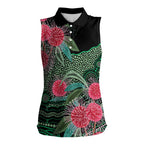 Australia Hakea Women Sleeveless Polo Shirt Aussie Native Flowers Indigenous Art - Aussie Hoodie