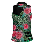 Australia Hakea Women Sleeveless Polo Shirt Aussie Native Flowers Indigenous Art - Aussie Hoodie