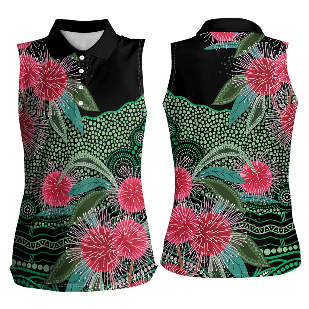 Australia Hakea Women Sleeveless Polo Shirt Aussie Native Flowers Indigenous Art - Aussie Hoodie