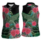 Australia Hakea Women Sleeveless Polo Shirt Aussie Native Flowers Indigenous Art - Aussie Hoodie