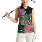 Australia Hakea Women Sleeveless Polo Shirt Aussie Native Flowers Indigenous Art - Aussie Hoodie