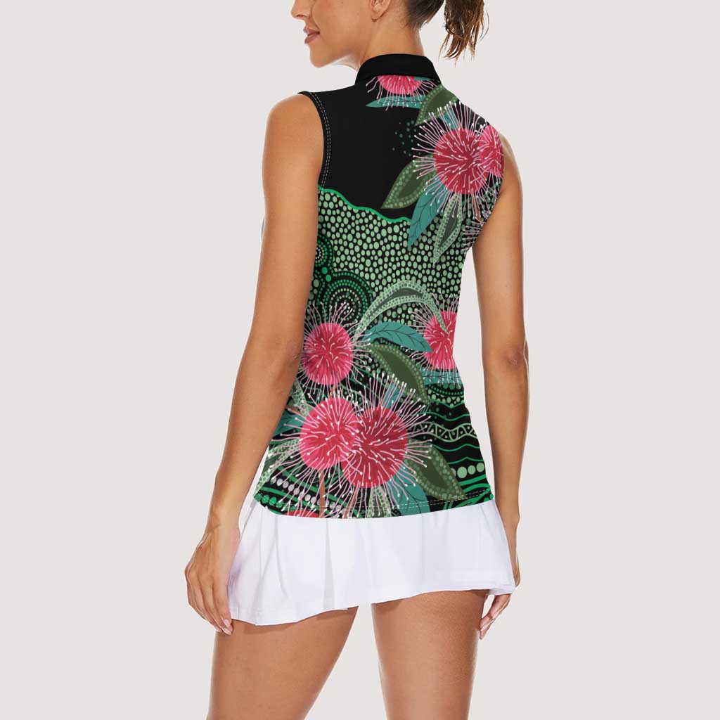 Australia Hakea Women Sleeveless Polo Shirt Aussie Native Flowers Indigenous Art - Aussie Hoodie