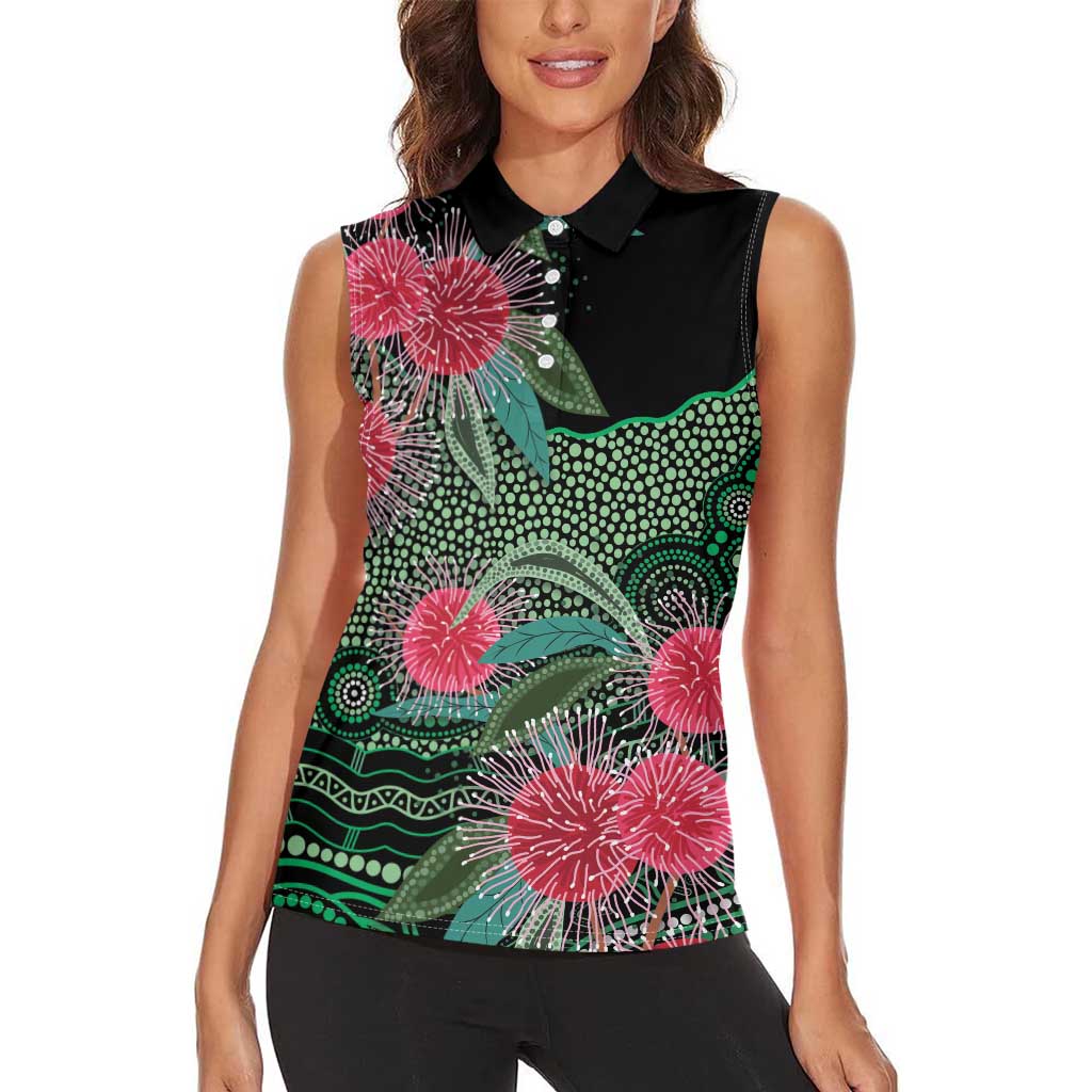 Australia Hakea Women Sleeveless Polo Shirt Aussie Native Flowers Indigenous Art - Aussie Hoodie