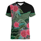 Australia Hakea Women V-Neck T-Shirt Aussie Native Flowers Indigenous Art - Aussie Hoodie