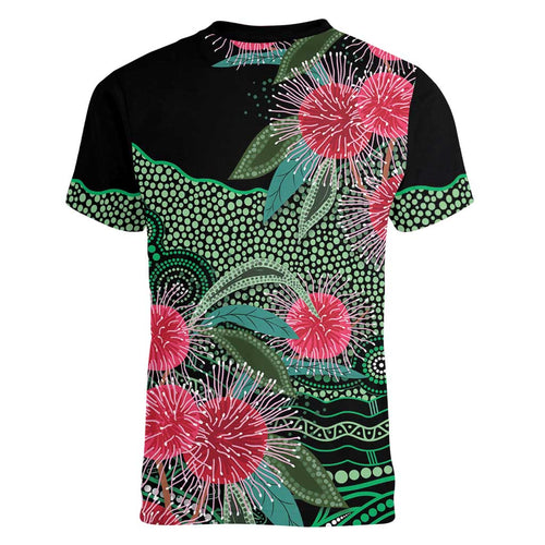Australia Hakea Women V-Neck T-Shirt Aussie Native Flowers Indigenous Art - Aussie Hoodie