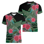 Australia Hakea Women V-Neck T-Shirt Aussie Native Flowers Indigenous Art - Aussie Hoodie