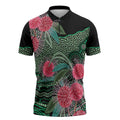 Australia Hakea Zipper Polo Shirt Aussie Native Flowers Indigenous Art - Aussie Hoodie