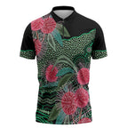 Australia Hakea Zipper Polo Shirt Aussie Native Flowers Indigenous Art - Aussie Hoodie