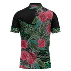 Australia Hakea Zipper Polo Shirt Aussie Native Flowers Indigenous Art - Aussie Hoodie
