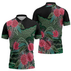 Australia Hakea Zipper Polo Shirt Aussie Native Flowers Indigenous Art - Aussie Hoodie