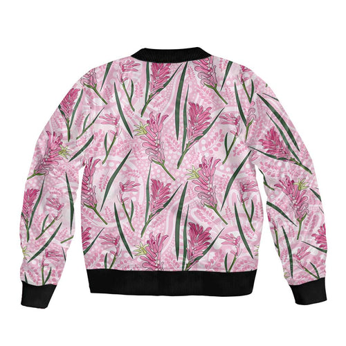 Australia Kangaroo Paws Bomber Jacket Aussie Native Flowers Indigenous Art - Aussie Hoodie