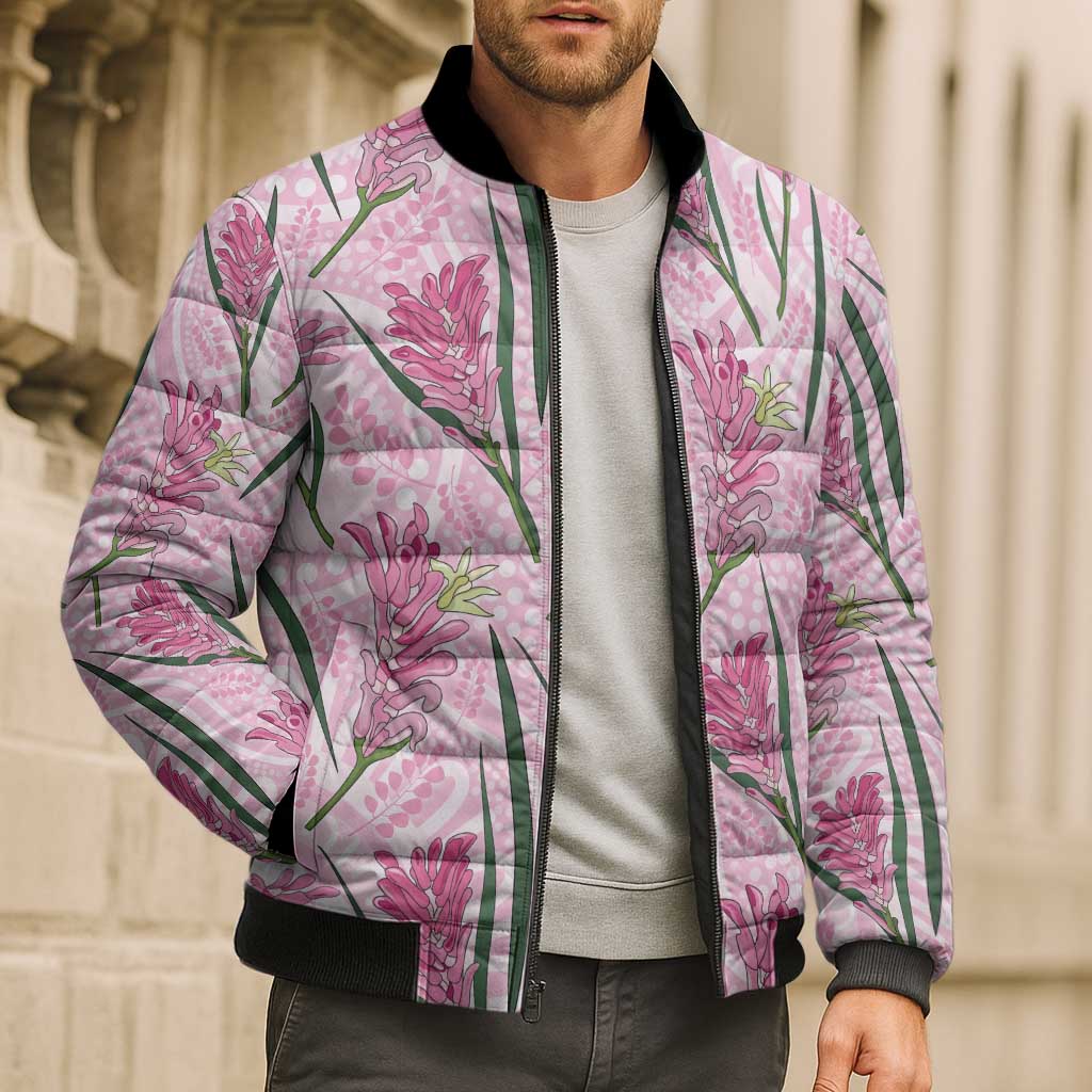Australia Kangaroo Paws Bomber Puffer Jacket Aussie Native Flowers Indigenous Art - Aussie Hoodie