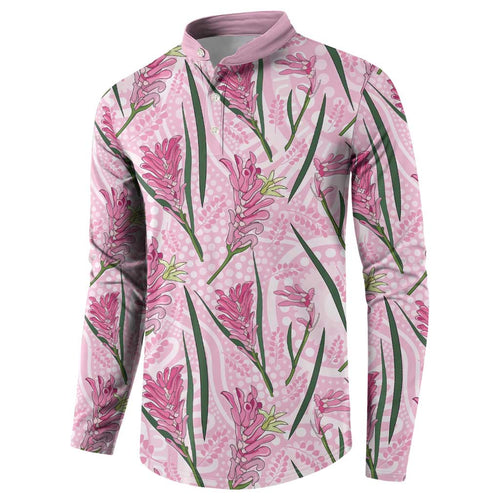 Australia Kangaroo Paws Button Sweatshirt Aussie Native Flowers Indigenous Art - Aussie Hoodie