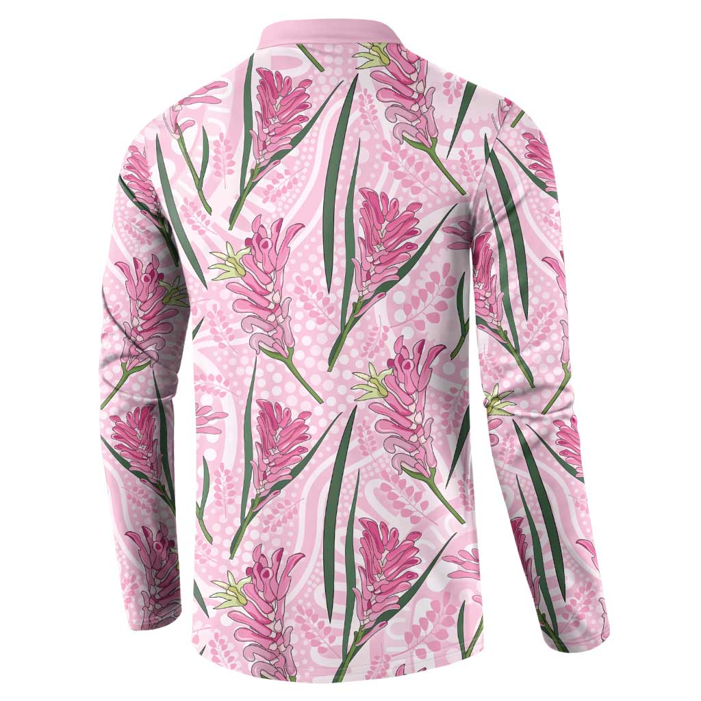 Australia Kangaroo Paws Button Sweatshirt Aussie Native Flowers Indigenous Art - Aussie Hoodie