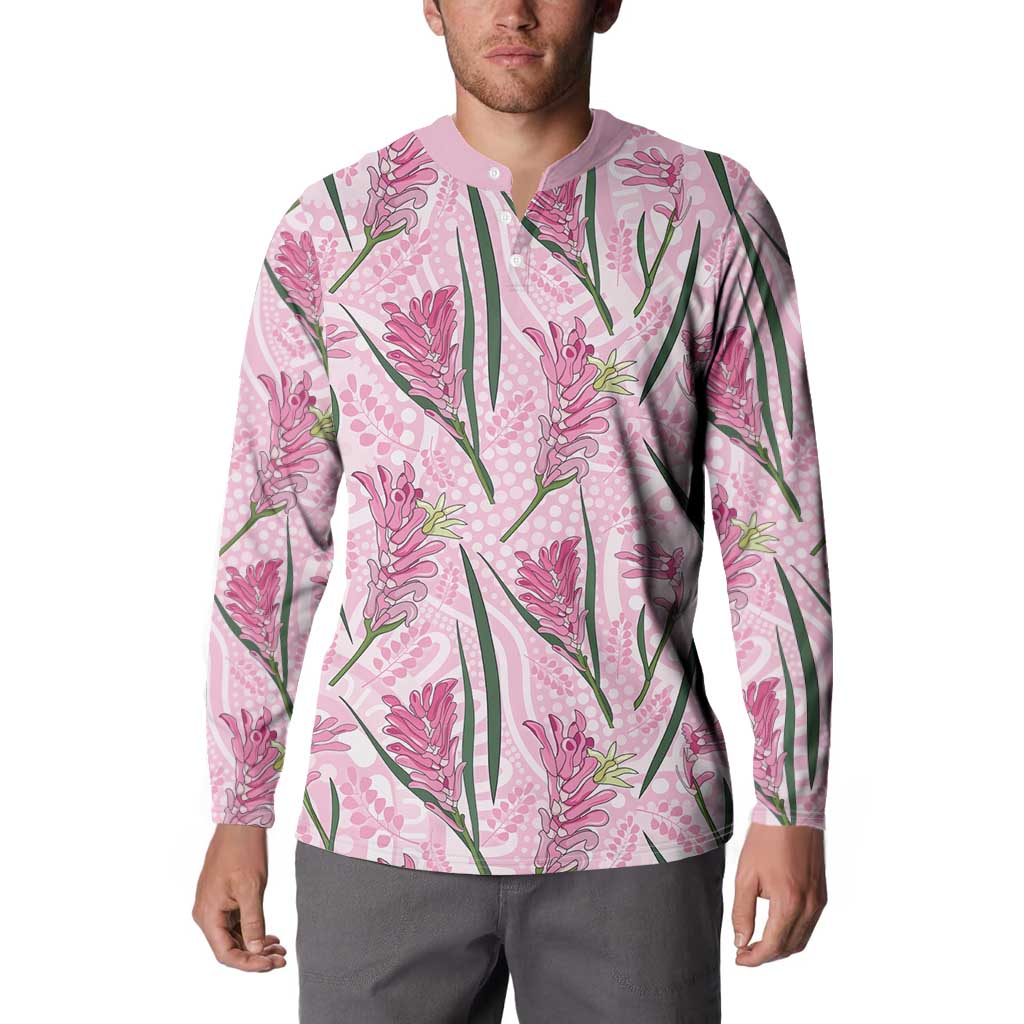 Australia Kangaroo Paws Button Sweatshirt Aussie Native Flowers Indigenous Art - Aussie Hoodie