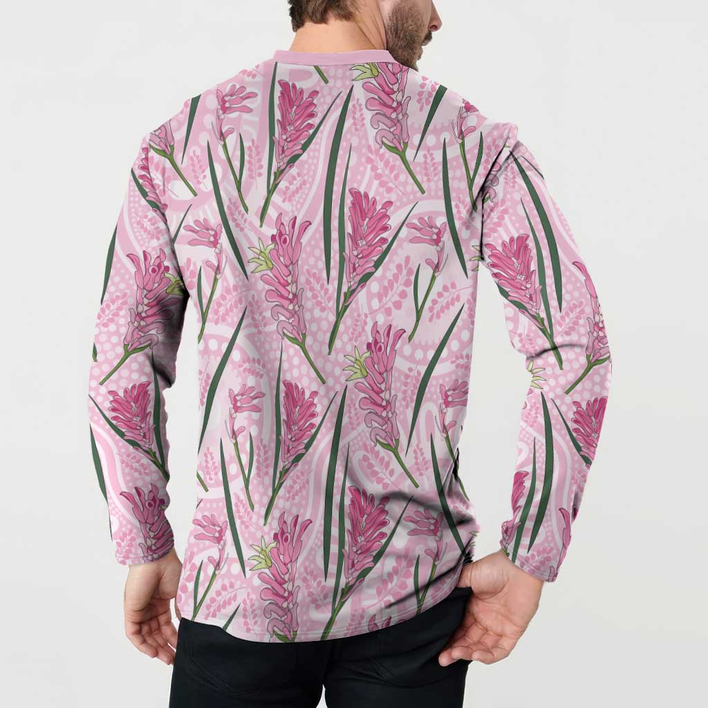 Australia Kangaroo Paws Button Sweatshirt Aussie Native Flowers Indigenous Art - Aussie Hoodie