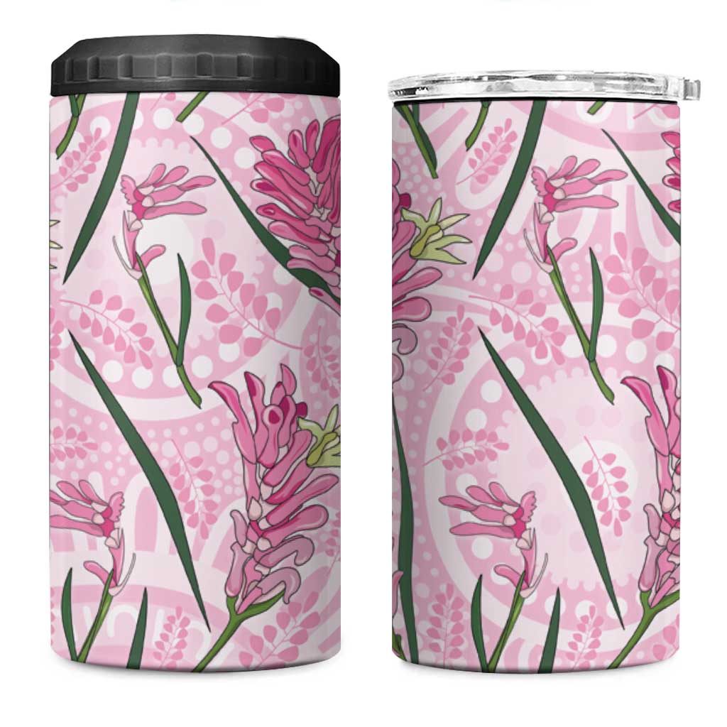 Australia Kangaroo Paws 4 in 1 Can Cooler Tumbler Aussie Native Flowers Indigenous Art - Aussie Hoodie