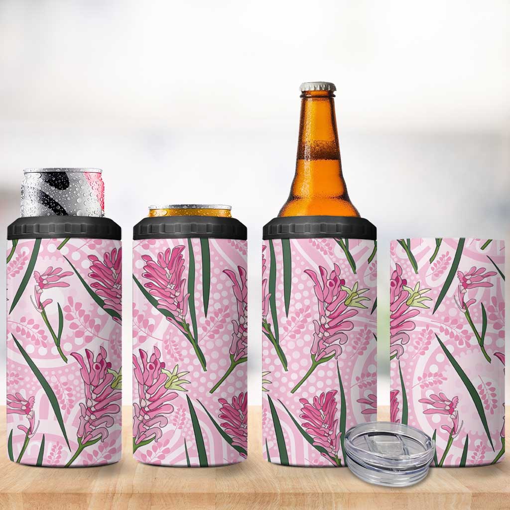Australia Kangaroo Paws 4 in 1 Can Cooler Tumbler Aussie Native Flowers Indigenous Art - Aussie Hoodie