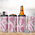 Australia Kangaroo Paws 4 in 1 Can Cooler Tumbler Aussie Native Flowers Indigenous Art - Aussie Hoodie
