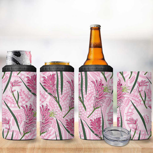 Australia Kangaroo Paws 4 in 1 Can Cooler Tumbler Aussie Native Flowers Indigenous Art - Aussie Hoodie