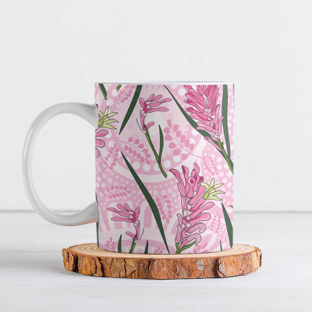 Australia Kangaroo Paws Ceramic Mug Aussie Native Flowers Indigenous Art - Aussie Hoodie
