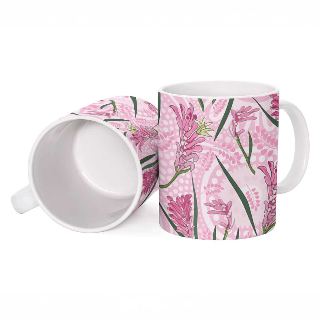 Australia Kangaroo Paws Ceramic Mug Aussie Native Flowers Indigenous Art - Aussie Hoodie