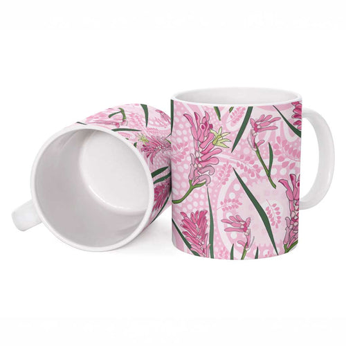 Australia Kangaroo Paws Ceramic Mug Aussie Native Flowers Indigenous Art - Aussie Hoodie