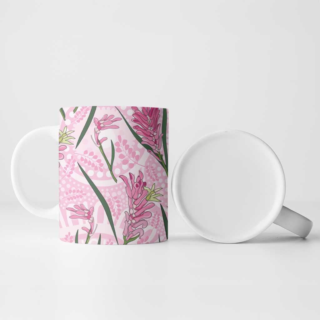Australia Kangaroo Paws Ceramic Mug Aussie Native Flowers Indigenous Art - Aussie Hoodie