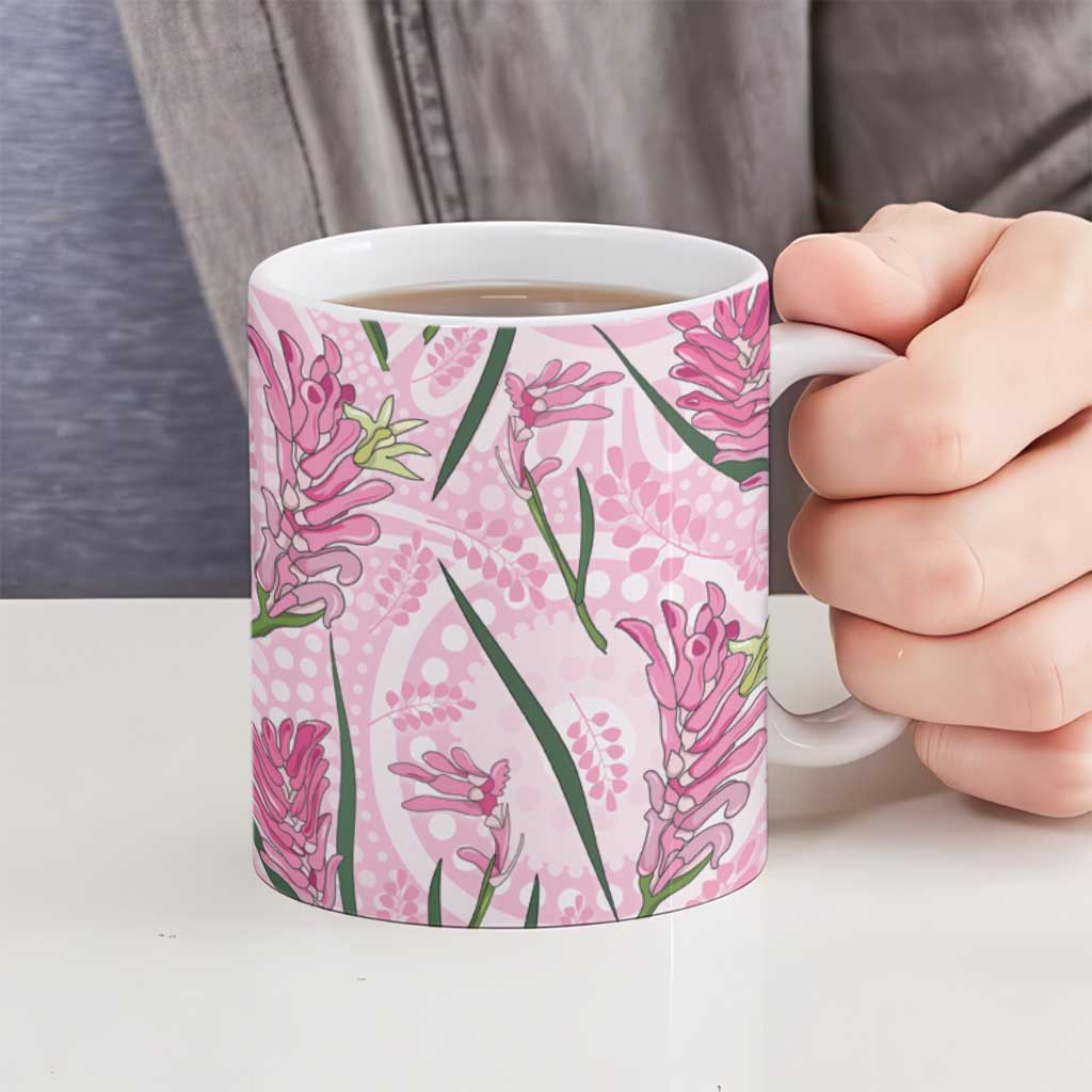 Australia Kangaroo Paws Ceramic Mug Aussie Native Flowers Indigenous Art - Aussie Hoodie