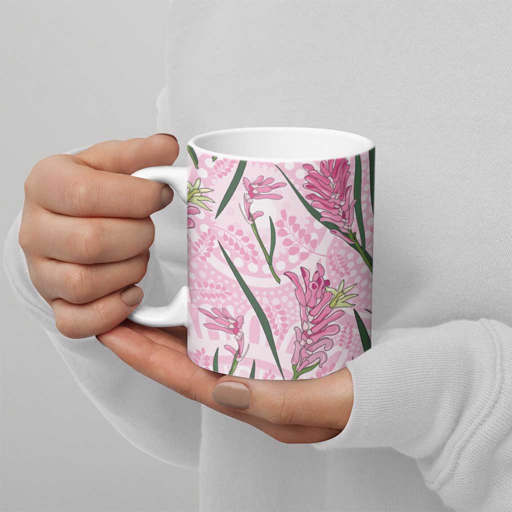 Australia Kangaroo Paws Ceramic Mug Aussie Native Flowers Indigenous Art - Aussie Hoodie