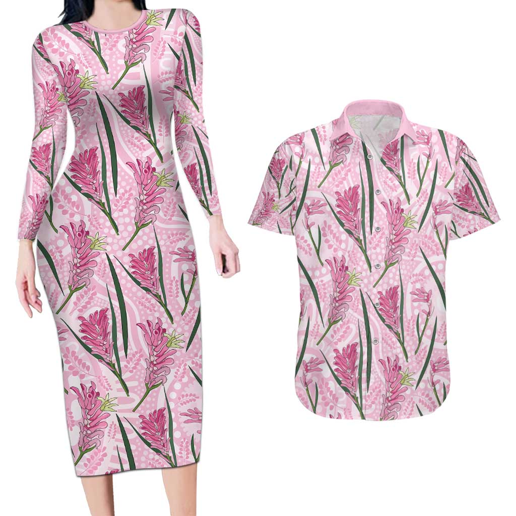 Australia Kangaroo Paws Couples Matching Long Sleeve Bodycon Dress and Hawaiian Shirt Aussie Native Flowers Indigenous Art - Aussie Hoodie