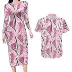Australia Kangaroo Paws Couples Matching Long Sleeve Bodycon Dress and Hawaiian Shirt Aussie Native Flowers Indigenous Art - Aussie Hoodie