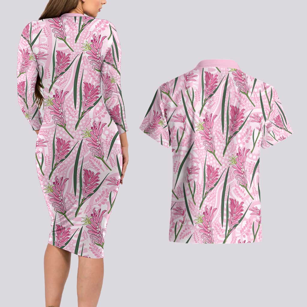 Australia Kangaroo Paws Couples Matching Long Sleeve Bodycon Dress and Hawaiian Shirt Aussie Native Flowers Indigenous Art - Aussie Hoodie